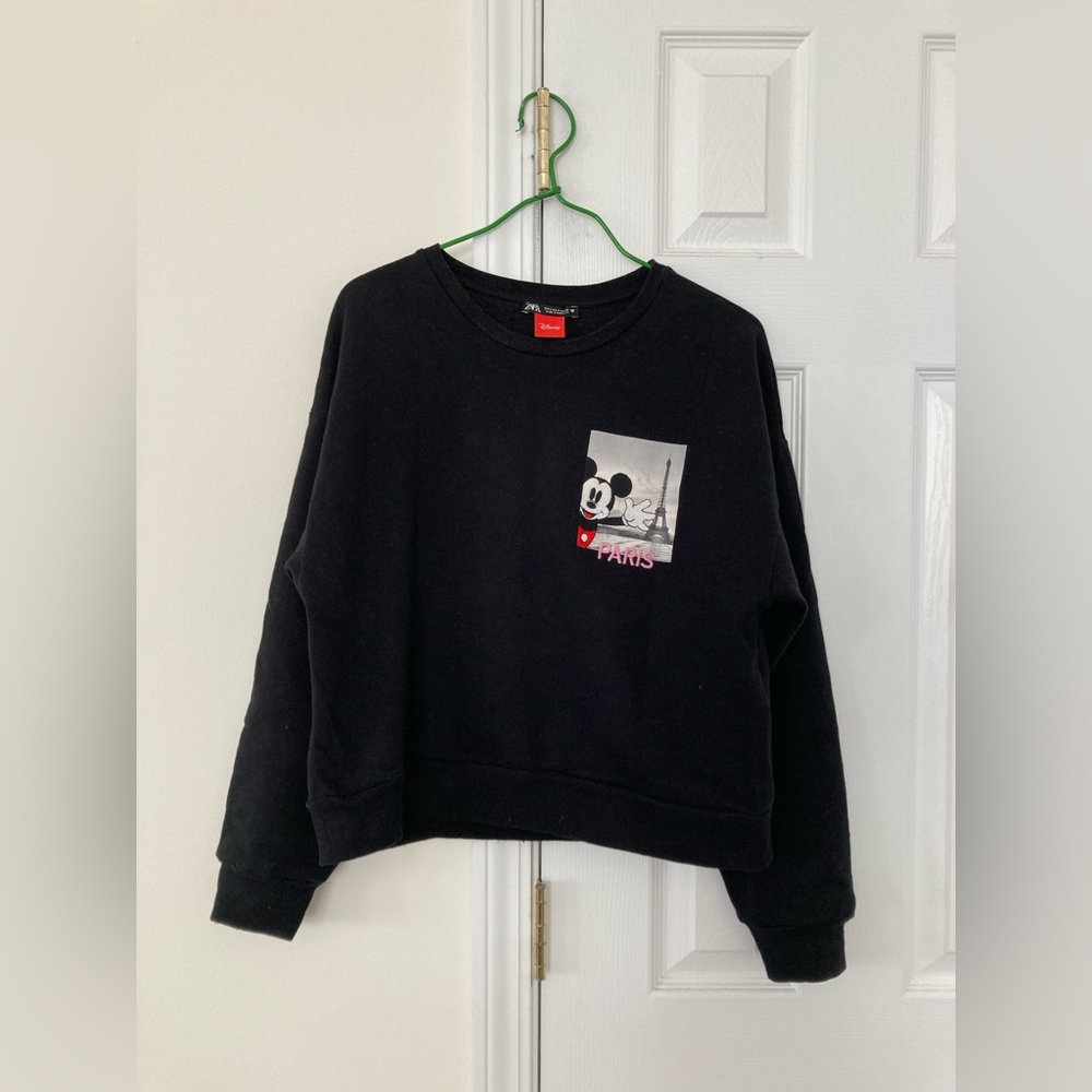 Zara Cute sweatshirt with front embroidered and back printed Mickey